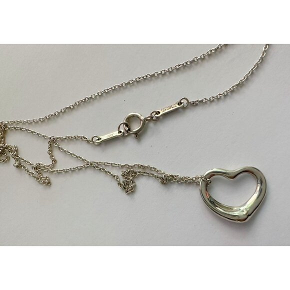 Tiffany & Co Elsa Peretti Open Heart Necklace in Sterling Silver with Dust Bag & - Picture 11 of 14